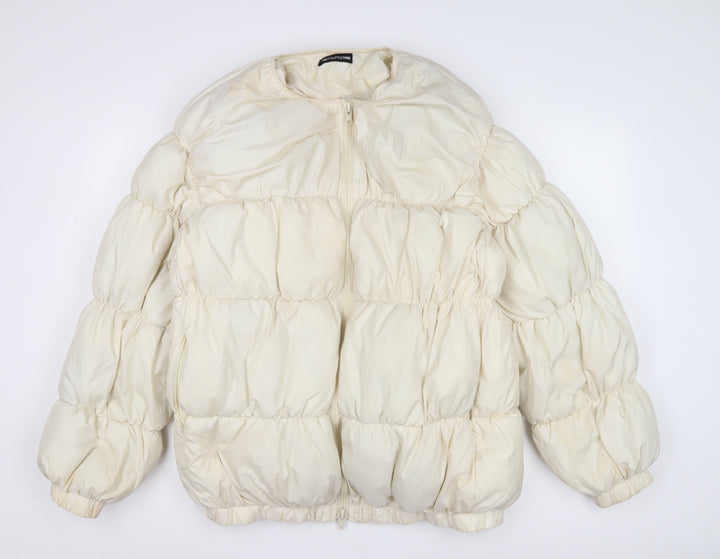 PrettyLittleThing Women's Ivory Puffer Jacket Size S