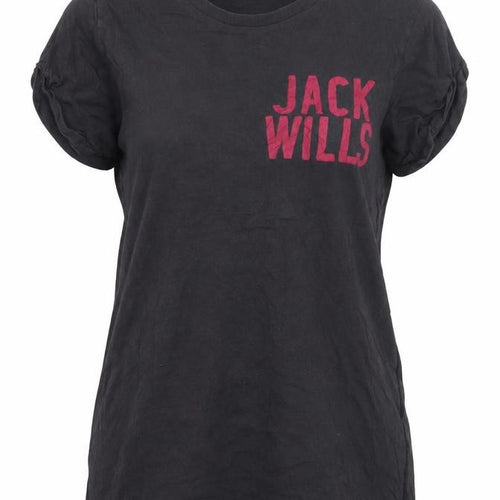 Jack Wills Women's Black Embroidered T-Shirt UK 12