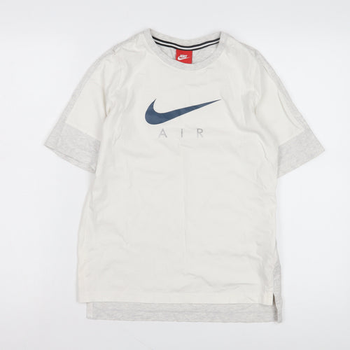 Nike Boys White Grey Graphic T-Shirt Size L Casual Sports