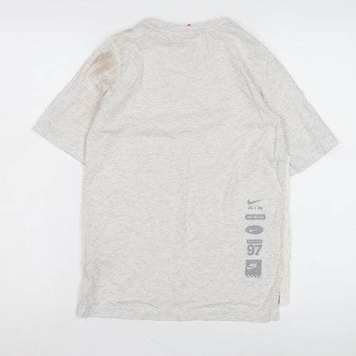 Nike Boys White Grey Graphic T-Shirt Size L Casual Sports