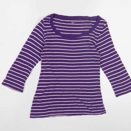 Gap Women's Purple Striped T-Shirt XS
