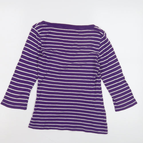 Gap Women's Purple Striped T-Shirt XS