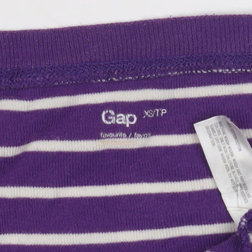 Gap Women's Purple Striped T-Shirt XS