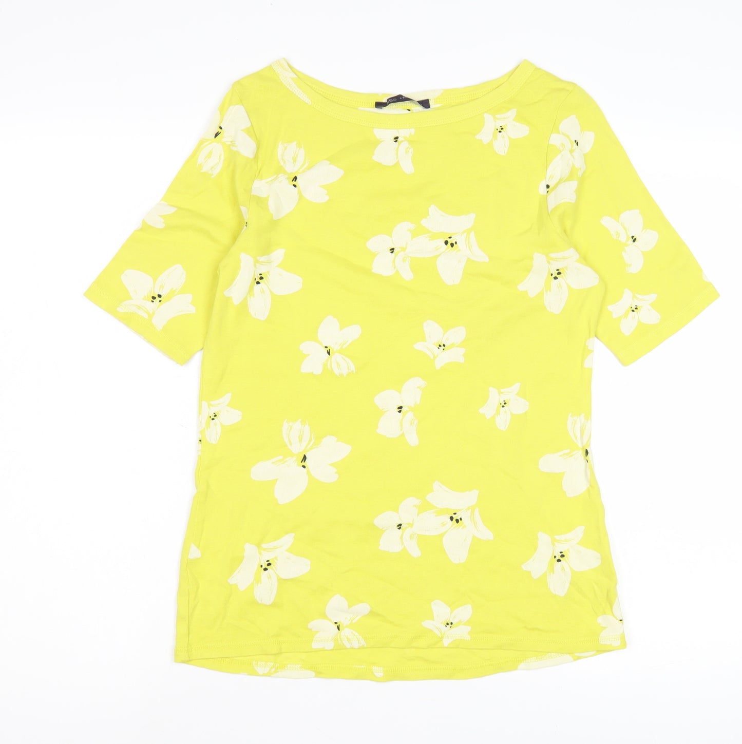 Marks and Spencer Women's Yellow Floral Top Size 14