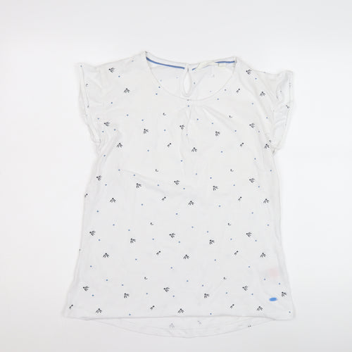 Trespass Women's White Floral T-Shirt L with Ruffle Sleeves