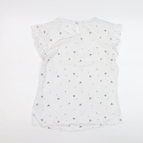 Trespass Women's White Floral T-Shirt L with Ruffle Sleeves