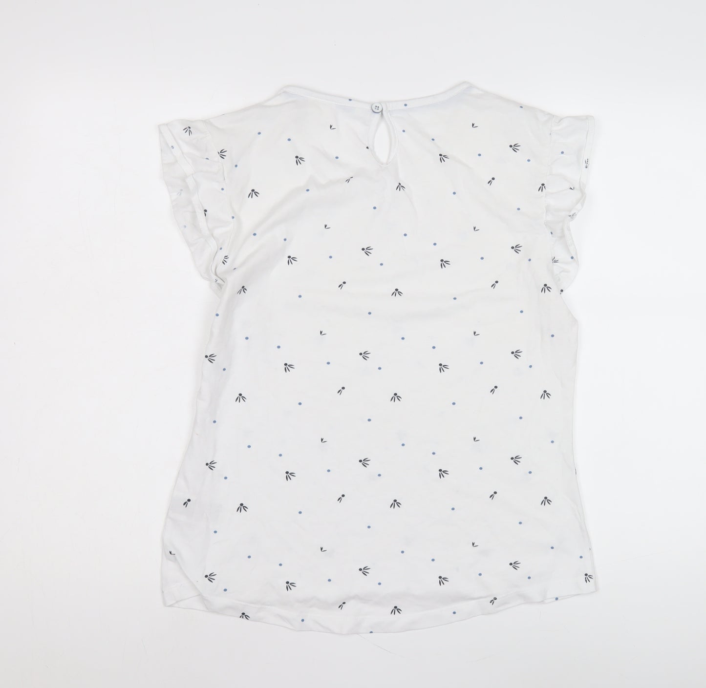 Trespass Women's White Floral T-Shirt L with Ruffle Sleeves