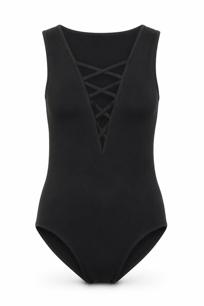 Front view of Topshop Women’s Black Bodysuit - Petite, size UK 8
