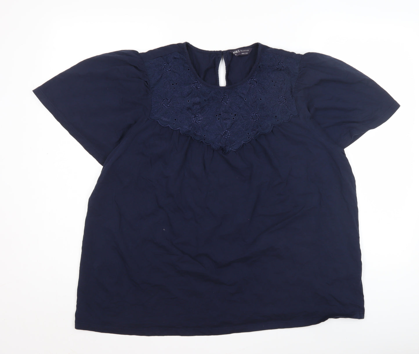 Marks and Spencer Women's Blue Cotton Blouse, Size 18