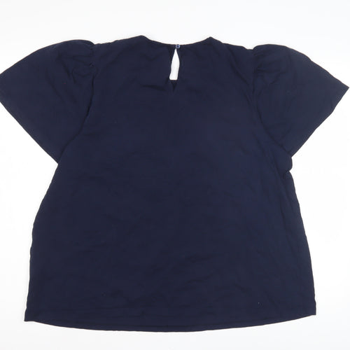 Marks and Spencer Women's Blue Cotton Blouse, Size 18
