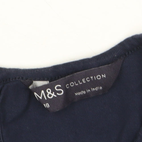 Marks and Spencer Women's Blue Cotton Blouse, Size 18