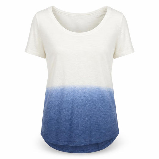 Front view of Pure unisex adults white blue colourblock t-shirt m