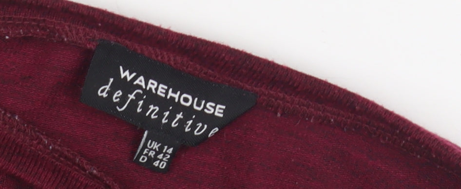 Warehouse Women's Red Jersey Top Size 14