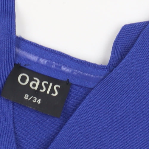 Oasis Women's Blue V-Neck Dress, Size 8