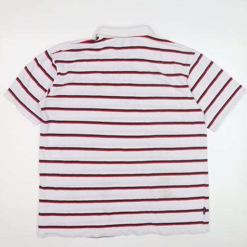 Umbro Men's White Striped Polo Shirt XL