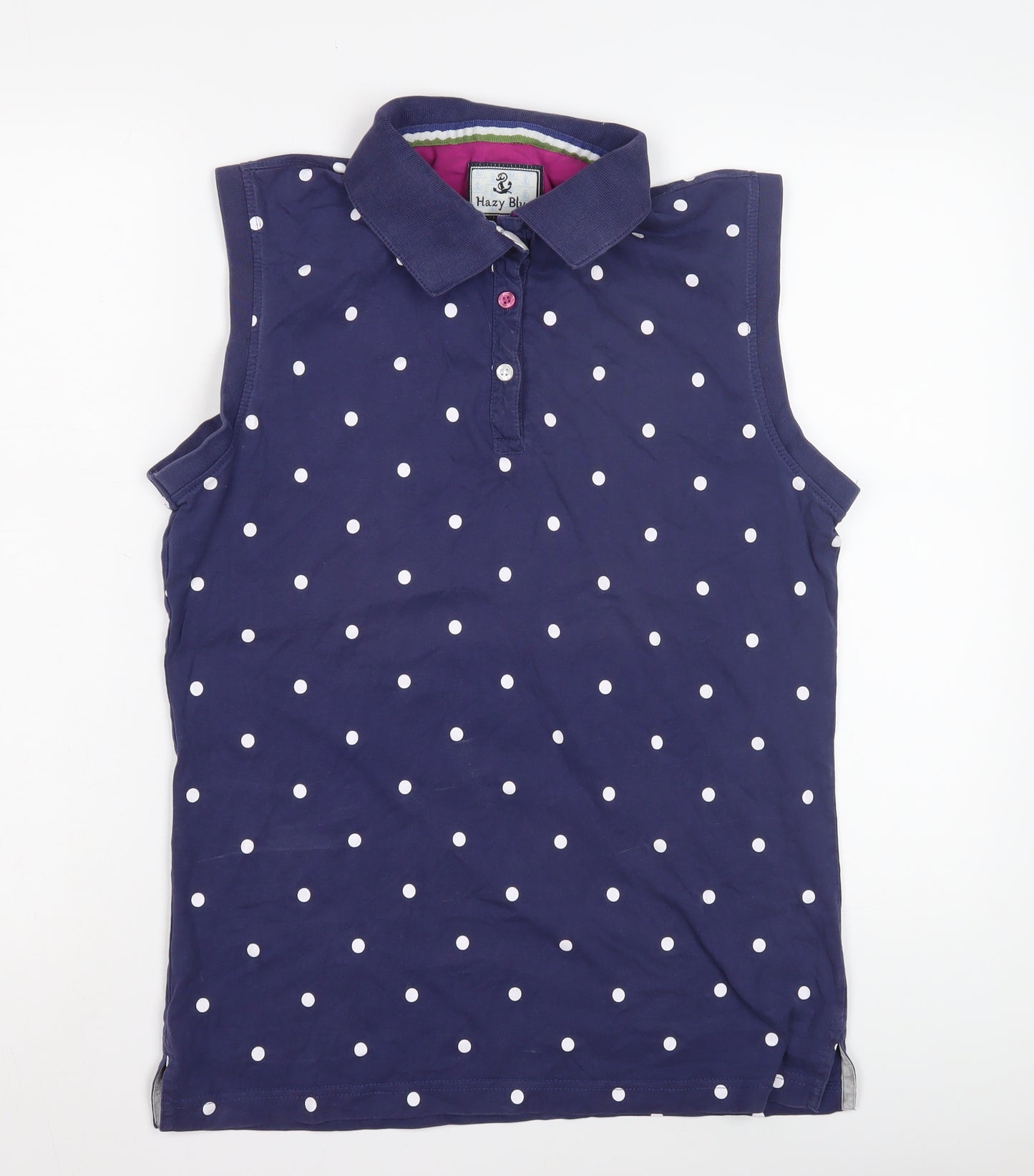 Hazy Blue Women's Navy Polka Dot Polo Shirt Size 18