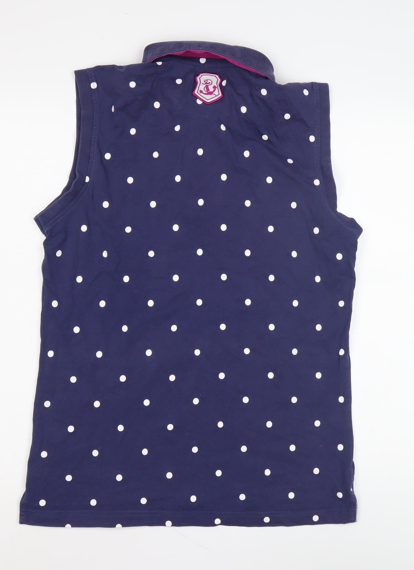 Hazy Blue Women's Navy Polka Dot Polo Shirt Size 18