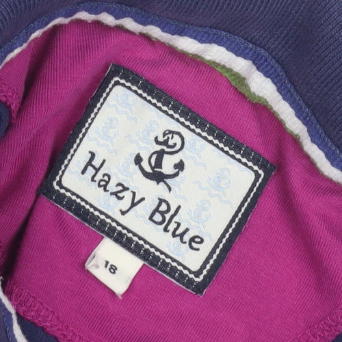 Hazy Blue Women's Navy Polka Dot Polo Shirt Size 18