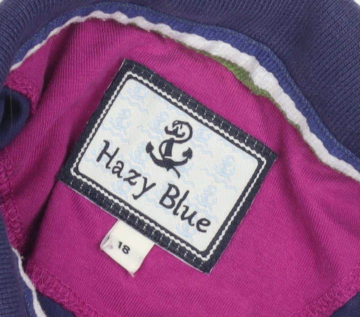 Hazy Blue Women's Navy Polka Dot Polo Shirt Size 18