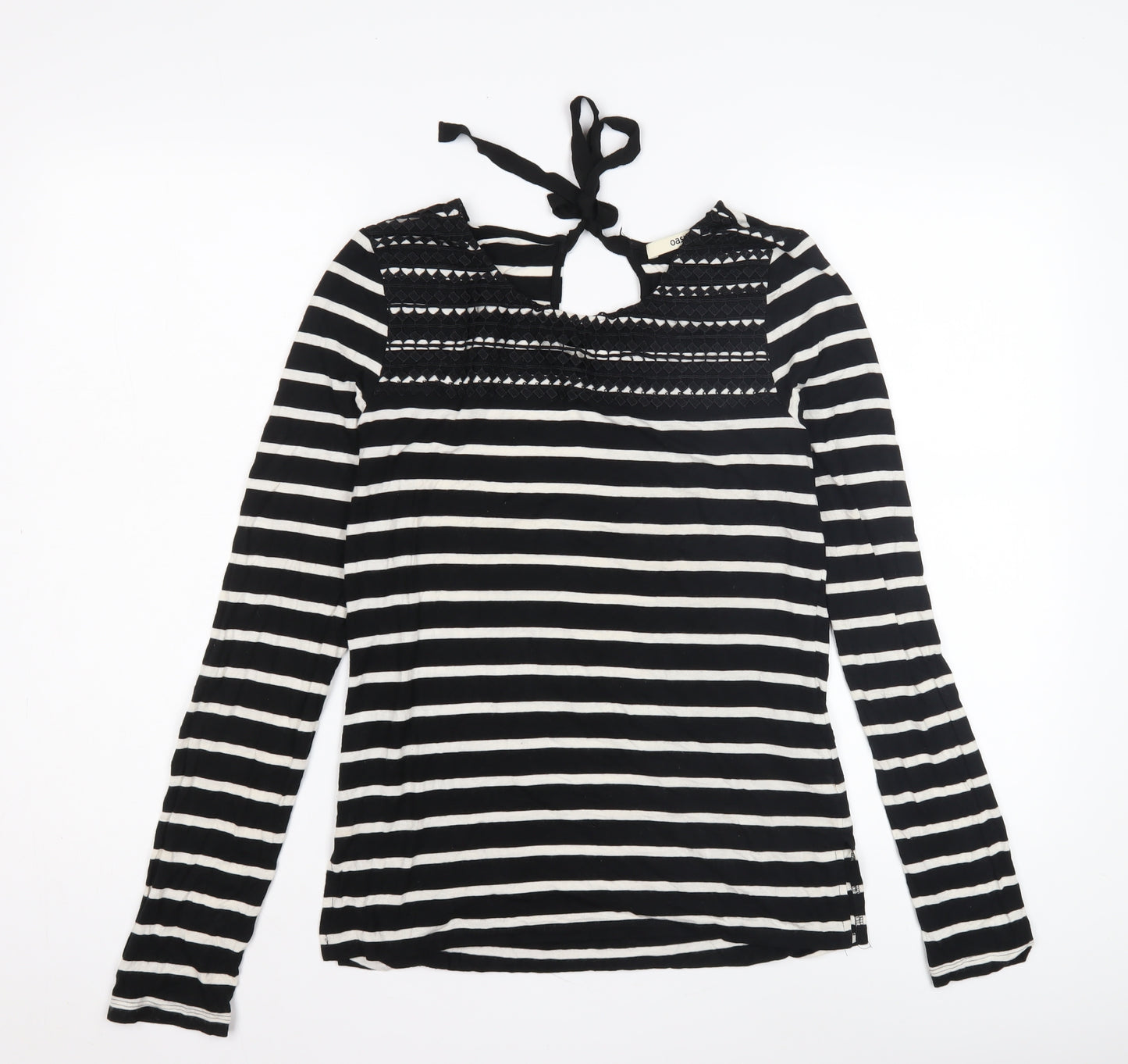 Oasis Women’s Black Striped Blouse, Size M