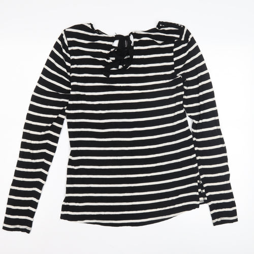 Oasis Women’s Black Striped Blouse, Size M