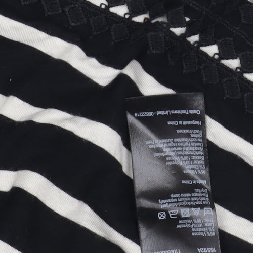Oasis Women’s Black Striped Blouse, Size M