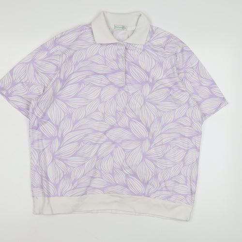 One Up Golf Unisex Purple Floral Polo Shirt XL