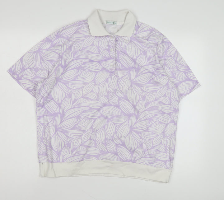 One Up Golf Unisex Purple Floral Polo Shirt XL
