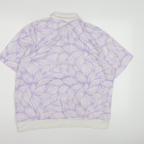 One Up Golf Unisex Purple Floral Polo Shirt XL