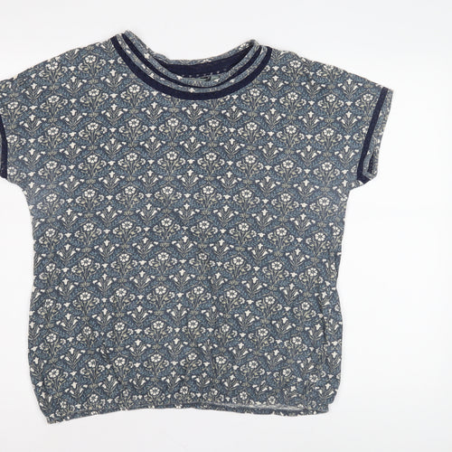 Next Blue Floral Ringer T-Shirt Women Size 16