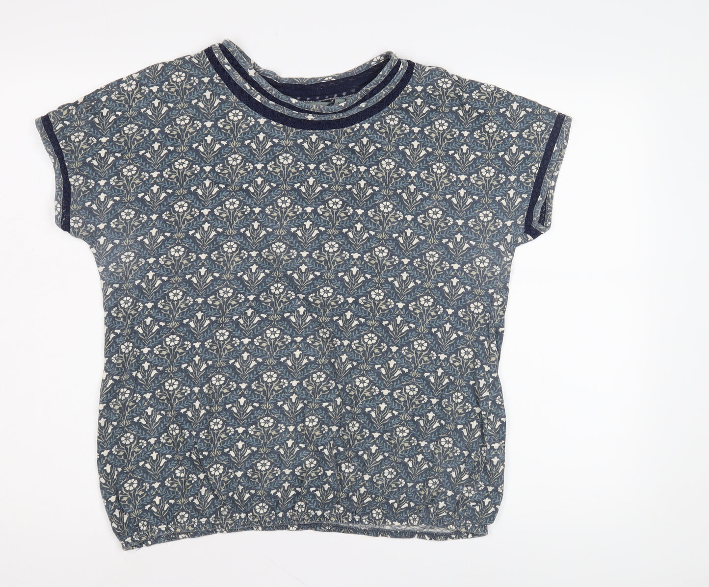 Next Blue Floral Ringer T-Shirt Women Size 16