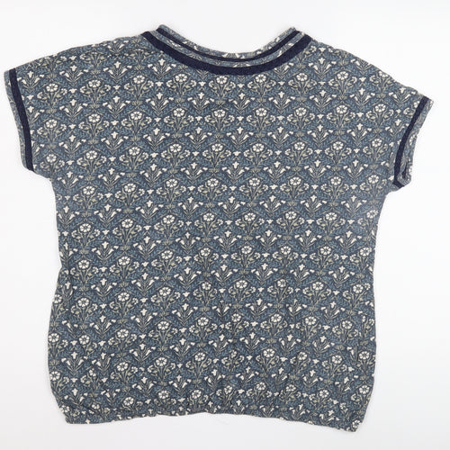 Next Blue Floral Ringer T-Shirt Women Size 16