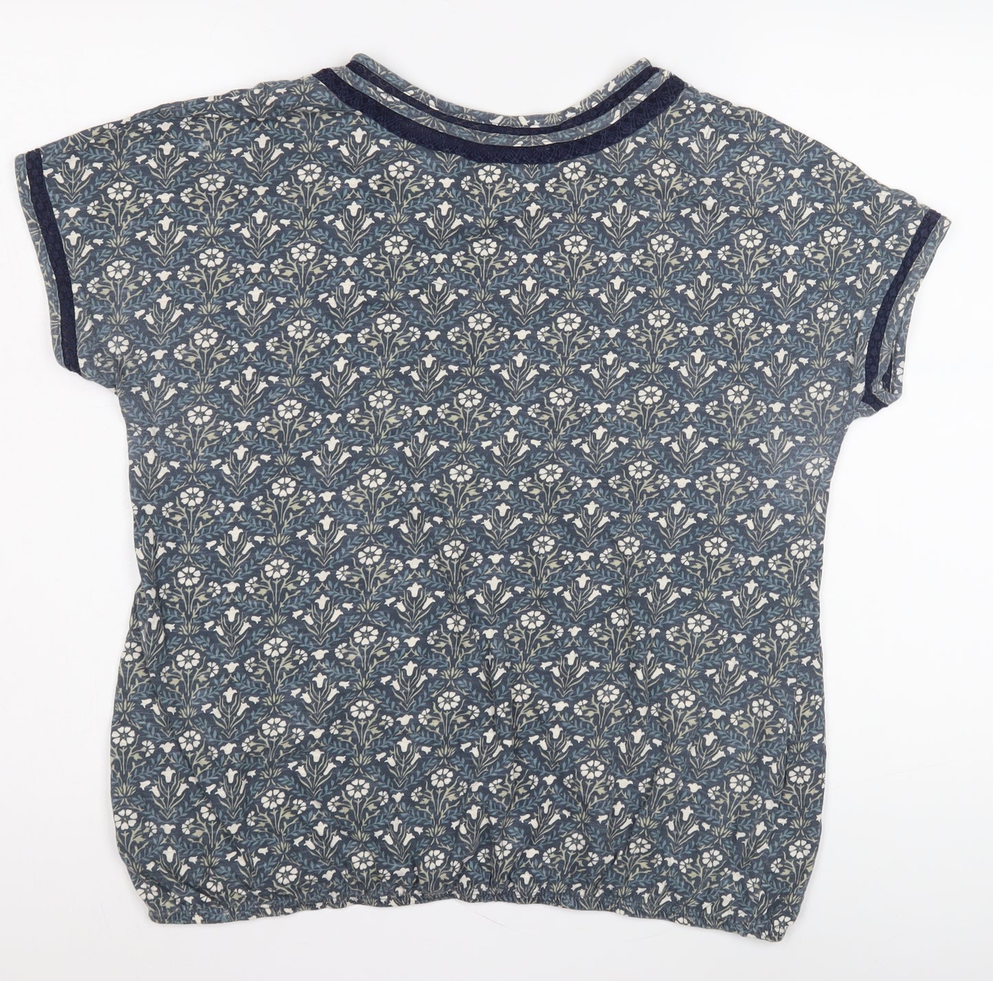 Next Blue Floral Ringer T-Shirt Women Size 16