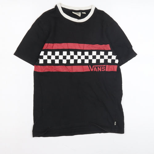 Vans Men's Black Graphic Print T-Shirt, Size M, Crew Neck