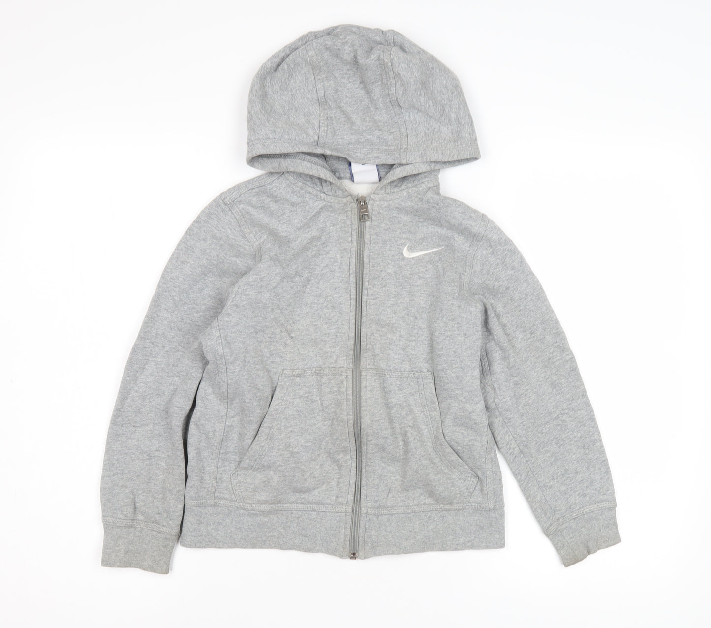 Nike Boys Grey Full Zip Hoodie, 8-10 Years, Logo Accent