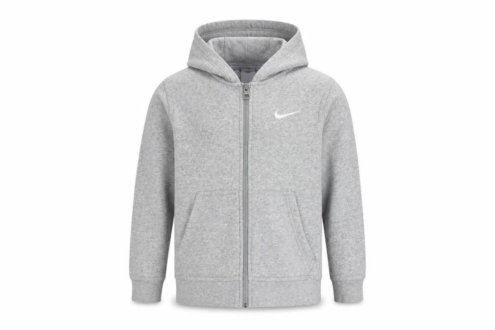 Nike Boys Grey Full Zip Hoodie, 8-10 Years, Logo Accent