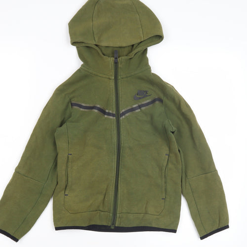 Nike Boys Green Full Zip Hoodie Size 7 Years