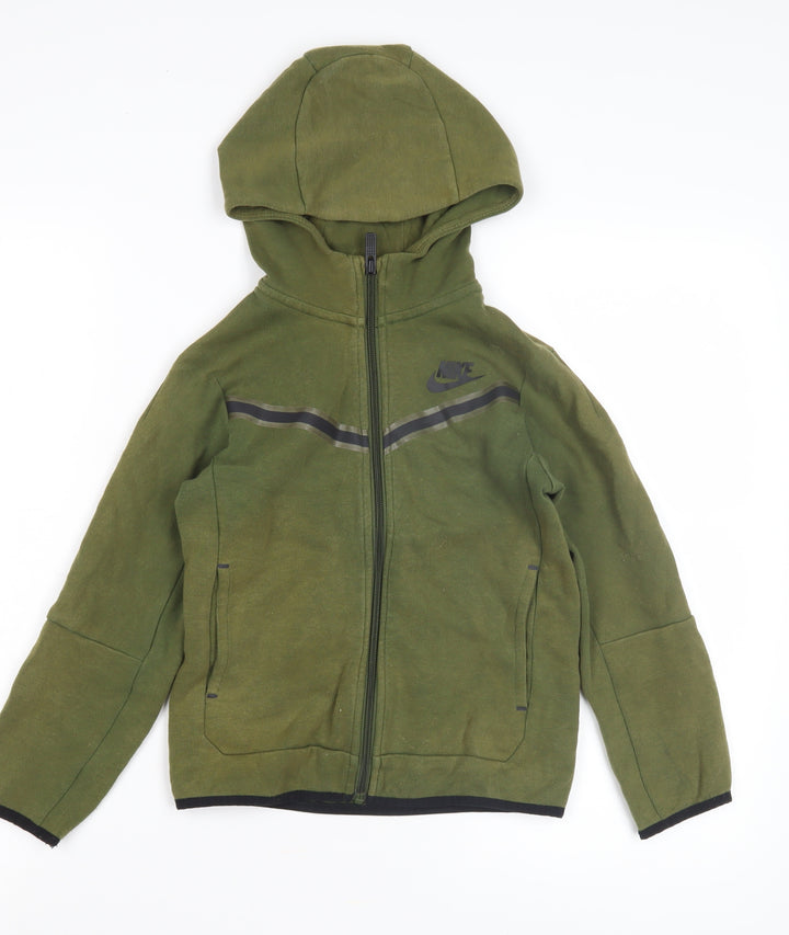 Nike Boys Green Full Zip Hoodie Size 7 Years