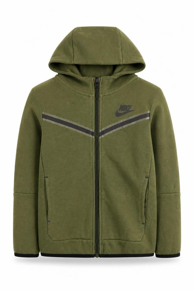 Front view of Nike boys’ green full zip hoodie, size 7, years