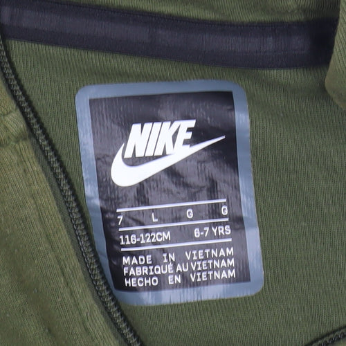 Nike Boys Green Full Zip Hoodie Size 7 Years