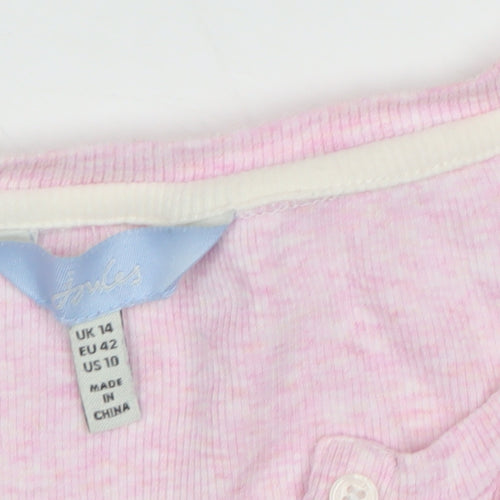 Joules Pink Henley Long Sleeve Top for Women Size 14