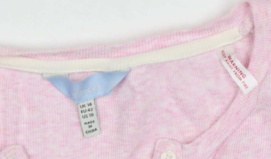 Joules Pink Henley Long Sleeve Top for Women Size 14