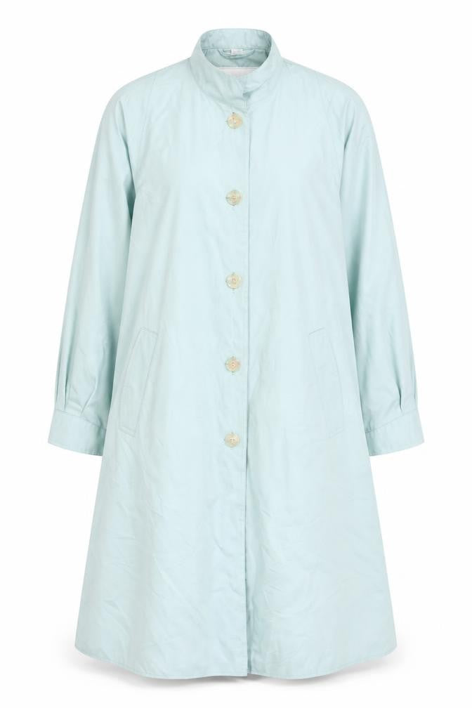 Front view of Four Seasons Women's Blue Trench Coat, size 12