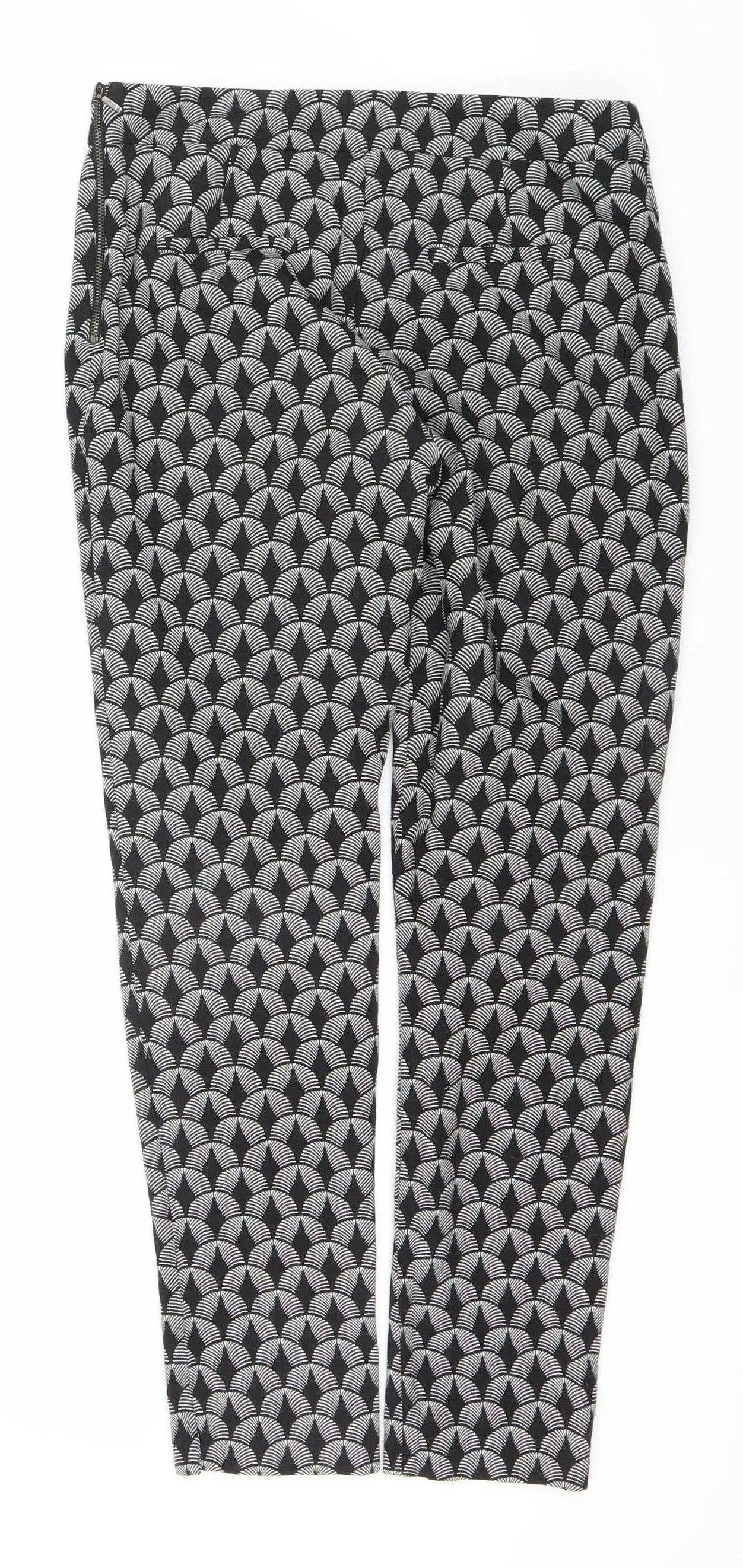 Next Women's Black Geometric Trousers Size 8