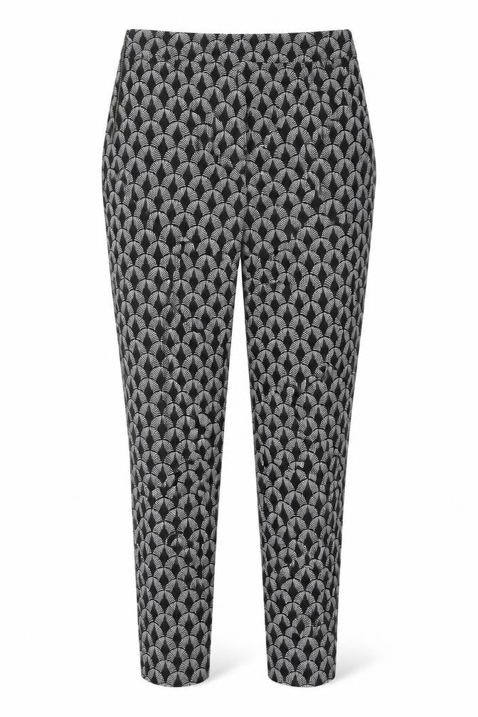 Front view of Next Women's Black Geometric Trousers, size 8