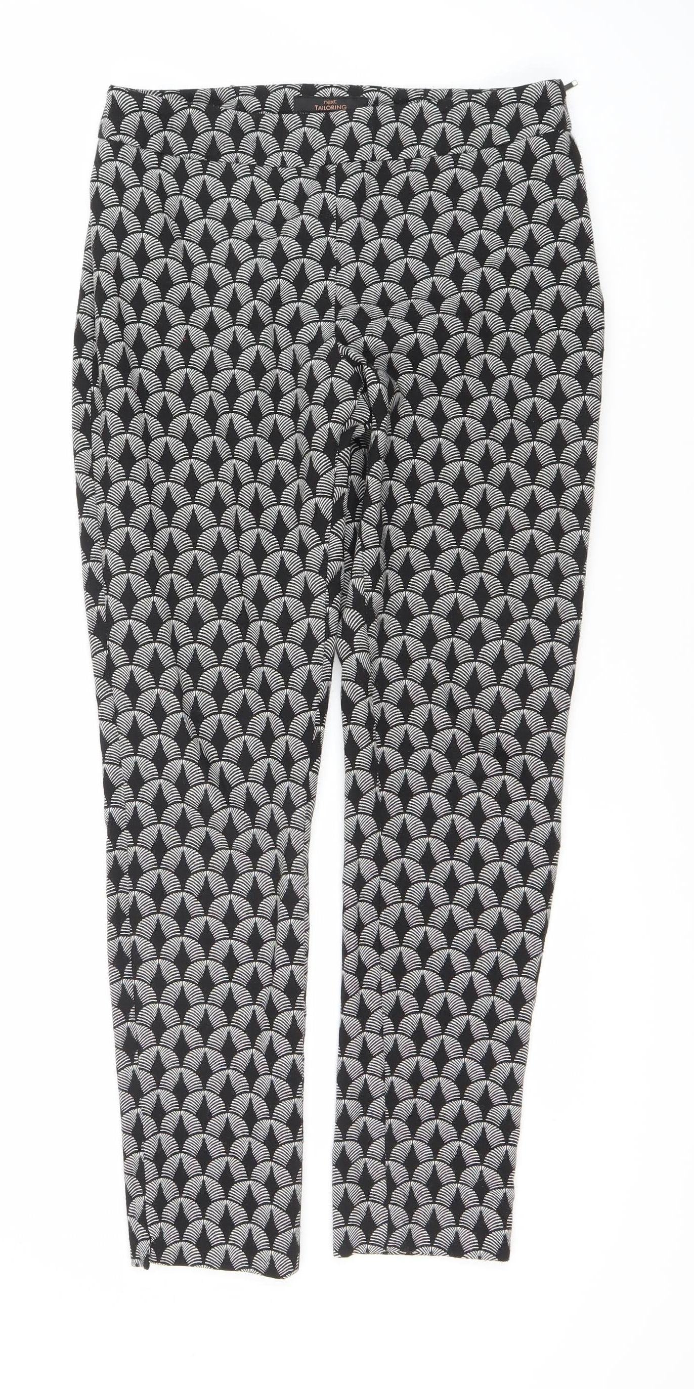 Next Women's Black Geometric Trousers Size 8