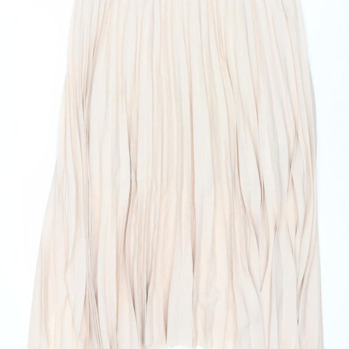 Marks and Spencer Women's Beige Pleated Midi Skirt Size 12