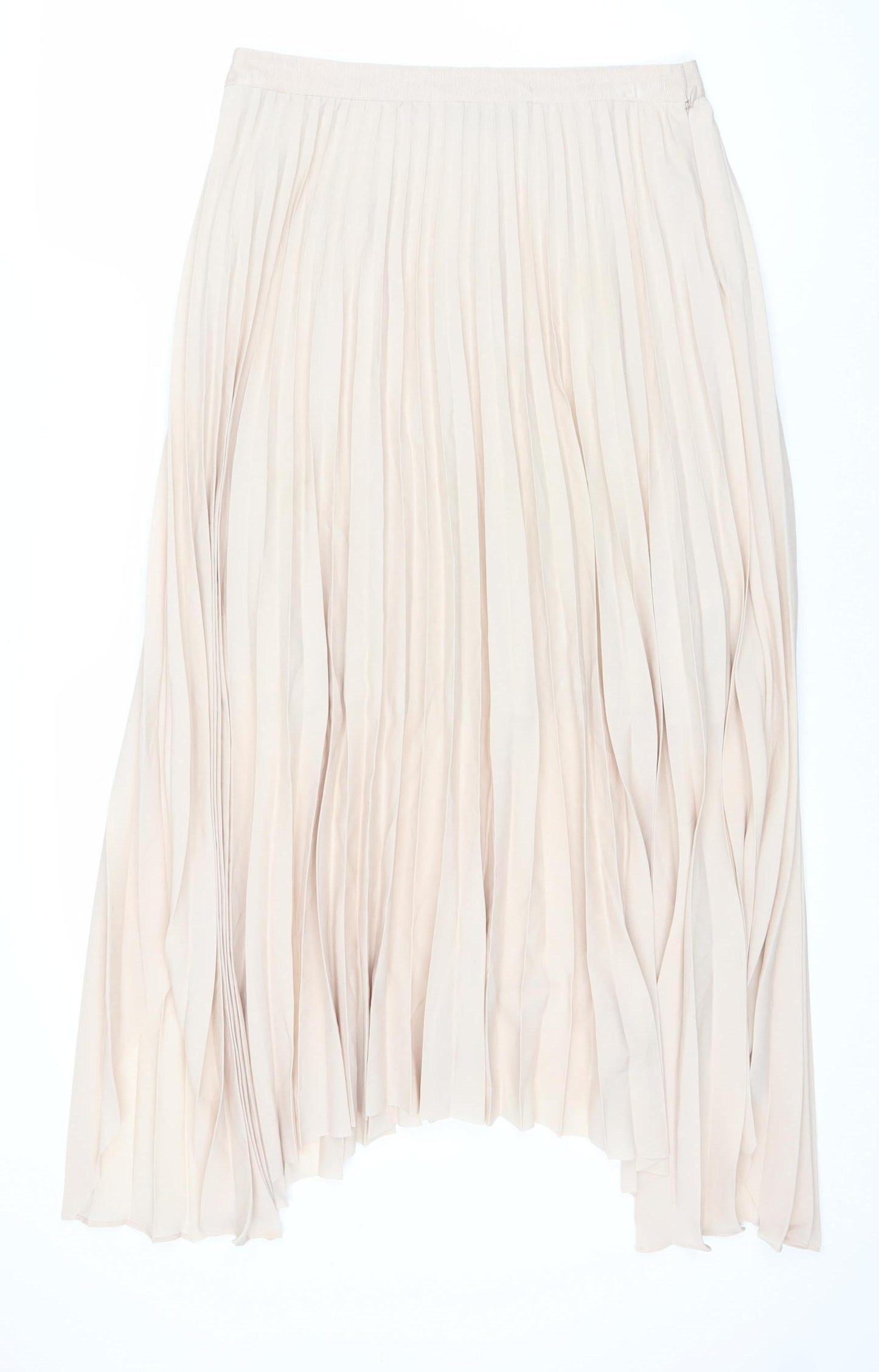 Marks and Spencer Women's Beige Pleated Midi Skirt Size 12