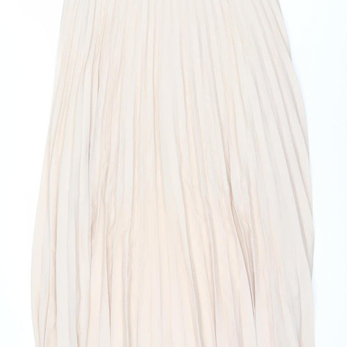 Marks and Spencer Women's Beige Pleated Midi Skirt Size 12