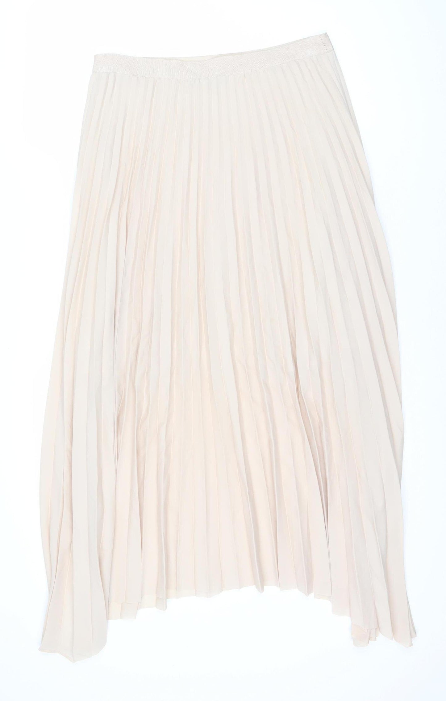 Marks and Spencer Women's Beige Pleated Midi Skirt Size 12